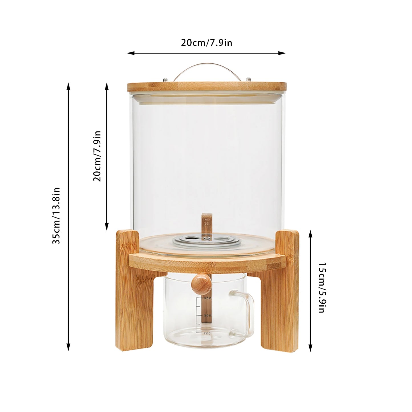 Airtight Glass Food Storage Container For Cereal Dispenser With Bamboo Lids