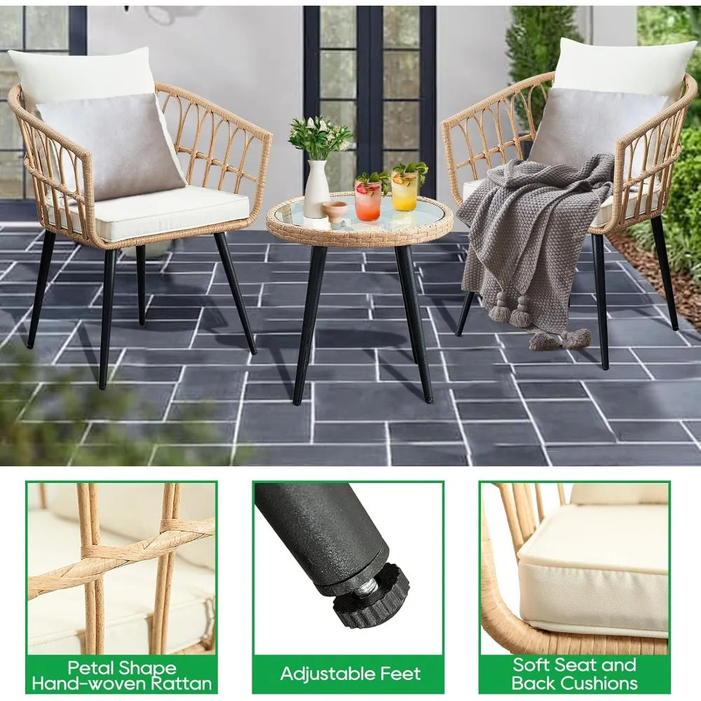 Outdoor Wicker Bistro Set For Balcony Patio Poolside