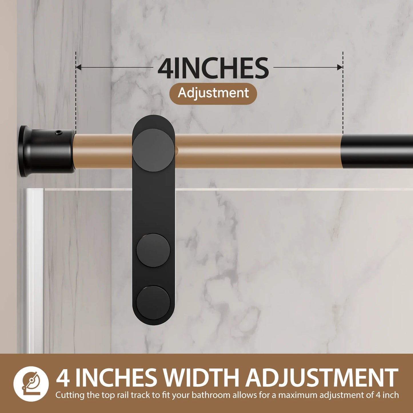 44"-48" W x 76" H Frameless Sliding Shower Door, Matte Black Shower Screen, 5/16" (8mm) Clear Tempered Glass