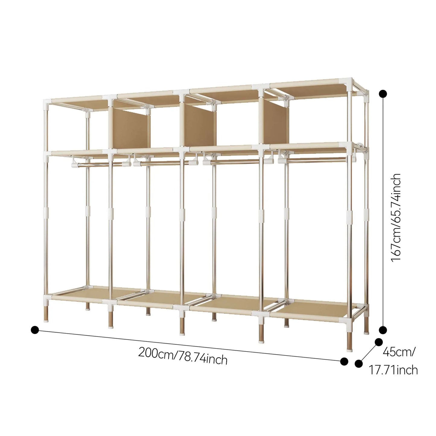 79 Inch Wide Walk-in Closet with Drawers, Large Portable Wardrobe with Included Dust Cover, Storage for Bedroom Apartment