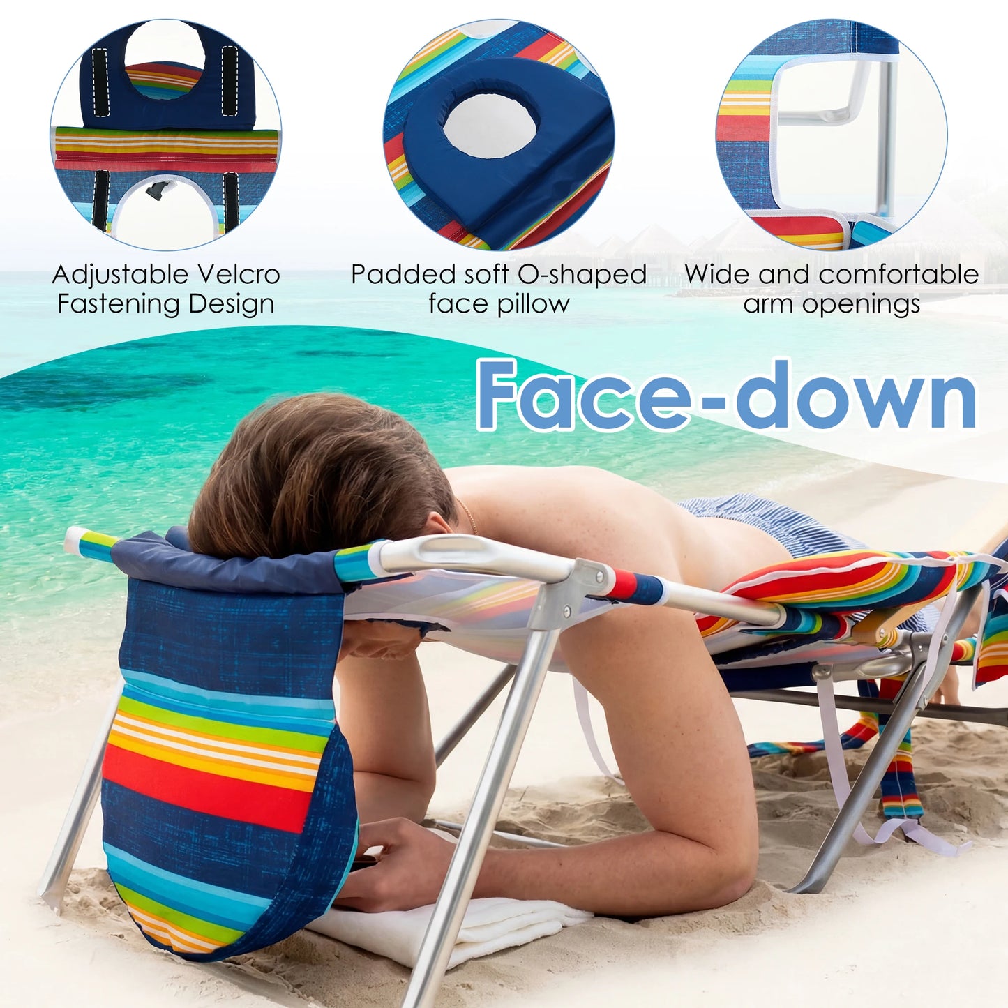 TCGBKAF Beach Chair With Canopy And 5 Position Footrest