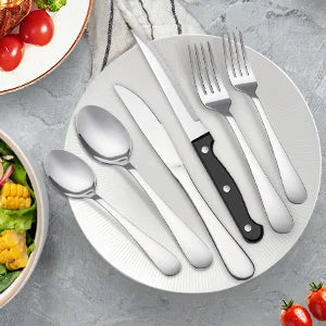 NONEDinnerware 24-Piece Stainless Steel Tableware Set for 4
