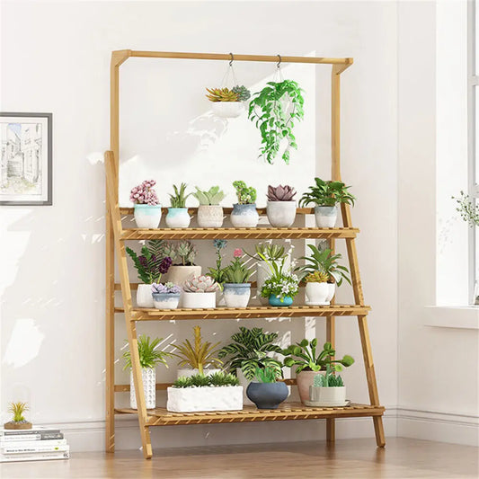 Bamboo 3-Tier Plant Stand for Indoor Outdoor Flower Pots