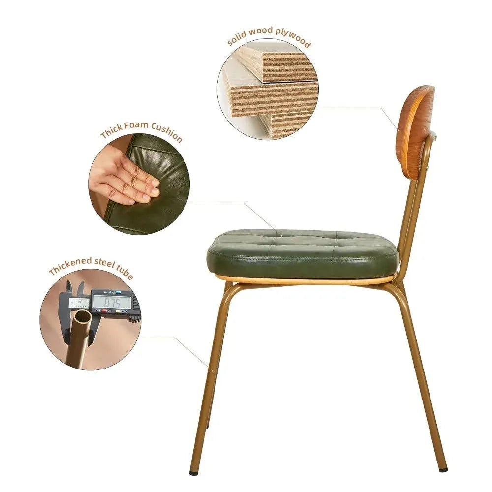 Mid Century Modern Dining Chairs Set of 6 Faux Leather Upholstered Seats