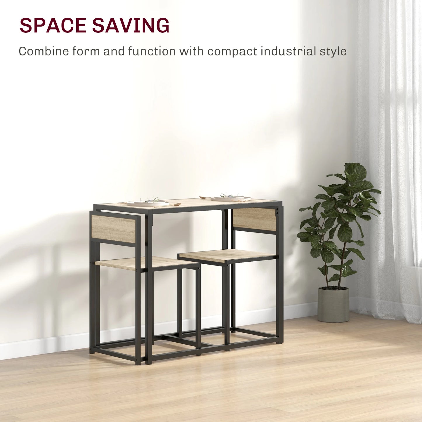HOMCOM Dining Table Set For Two With Chairs Compact Kitchen Furniture