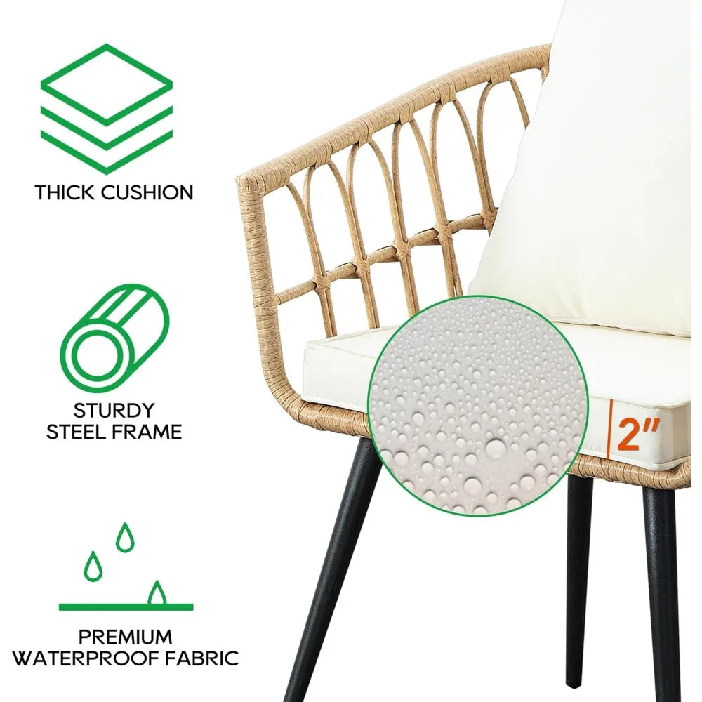 Outdoor Wicker Bistro Set For Balcony Patio Poolside