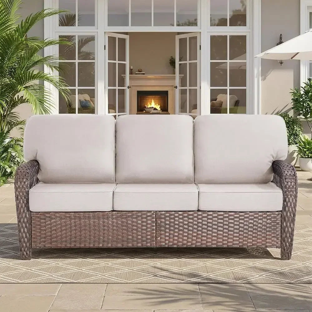 Luxury Outdoor High Back Sofa All Weather Wicker