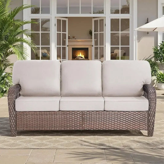 Luxury Outdoor High Back Sofa All Weather Wicker