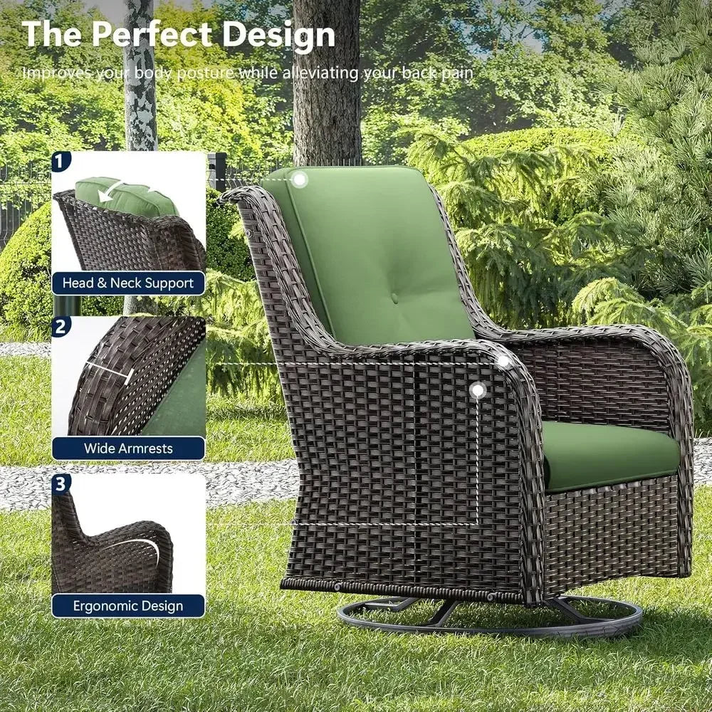 3-Piece Wicker Patio Furniture Set With 2 Swivel Chairs And Side Table