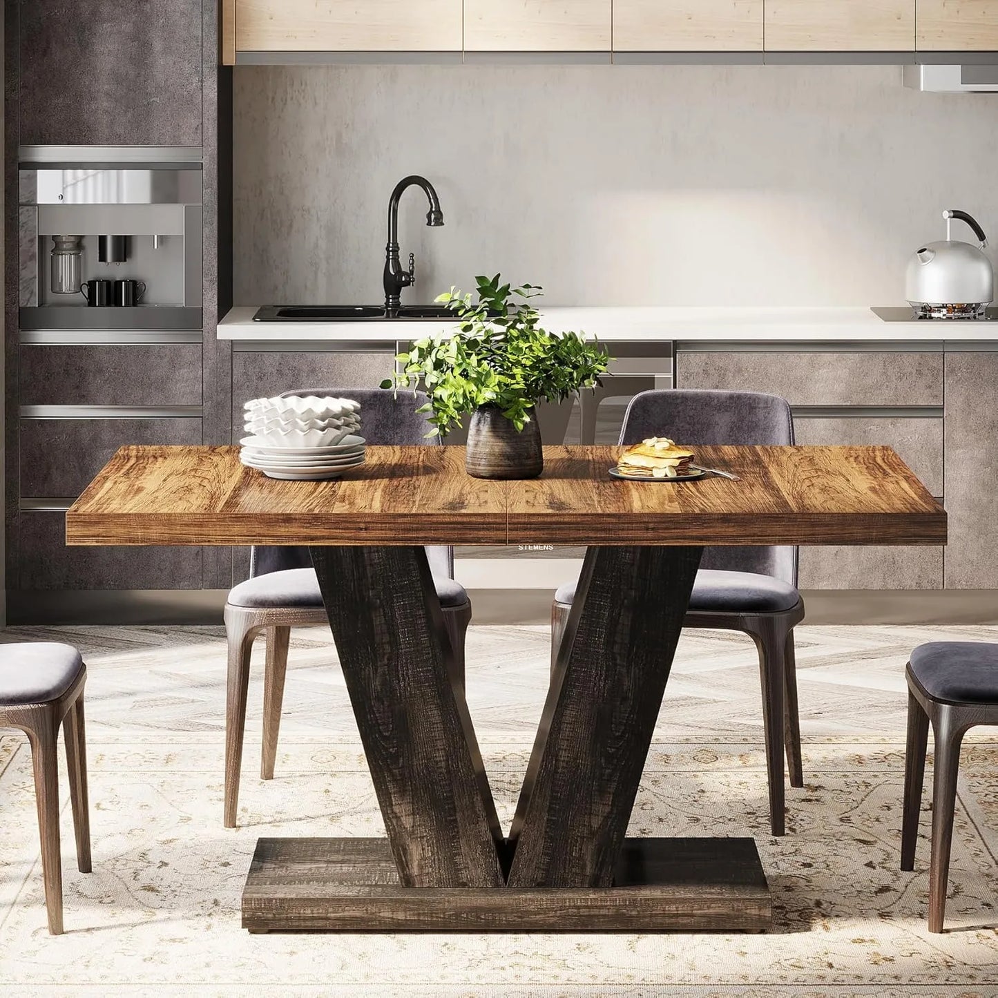 Little Tree Rustic Farmhouse Wood Dining Table