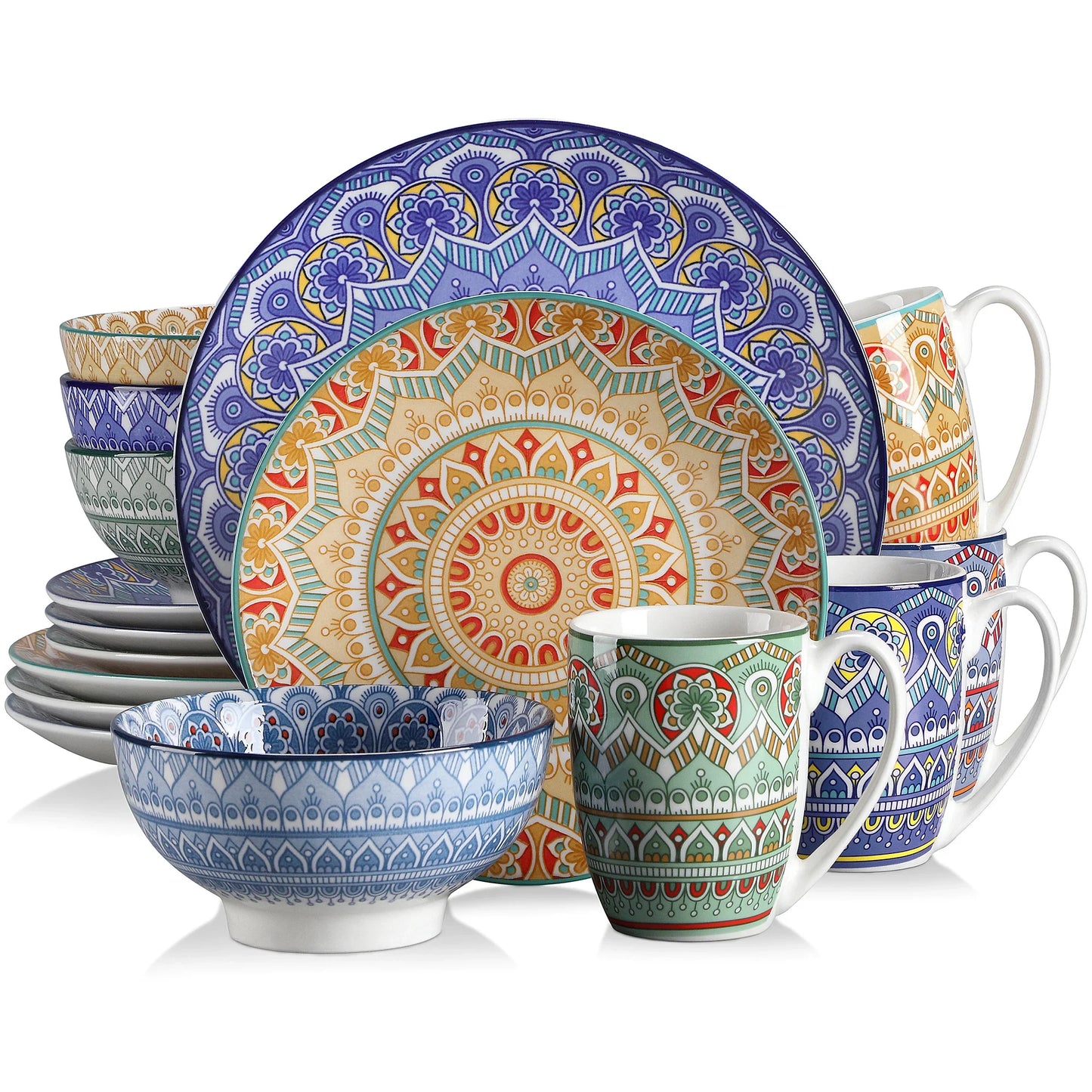 MALACASA Bohemian Mandala Porcelain Dinnerware Set Collection