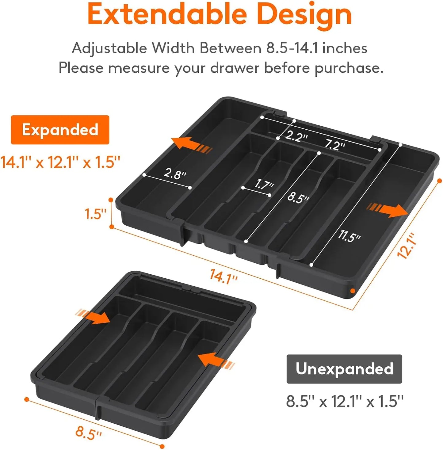 Expandable Silverware Organizer For Kitchen Drawers BPA Free