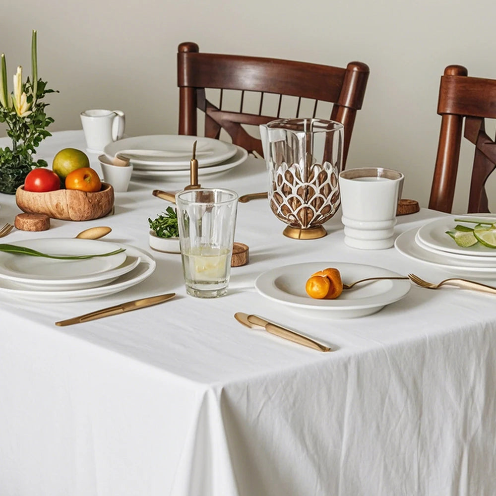 READOR Rectangle Tablecloth Set, Washable Polyester for Dining Events