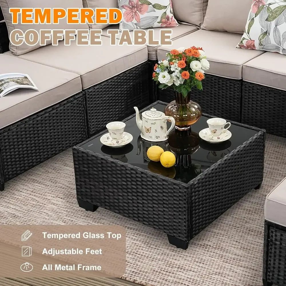 Outdoor Wicker Patio Furniture Set With Cushions And Coffee Table