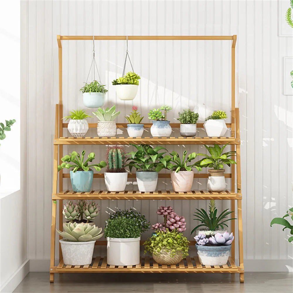 Bamboo 3-Tier Plant Stand for Indoor Outdoor Flower Pots