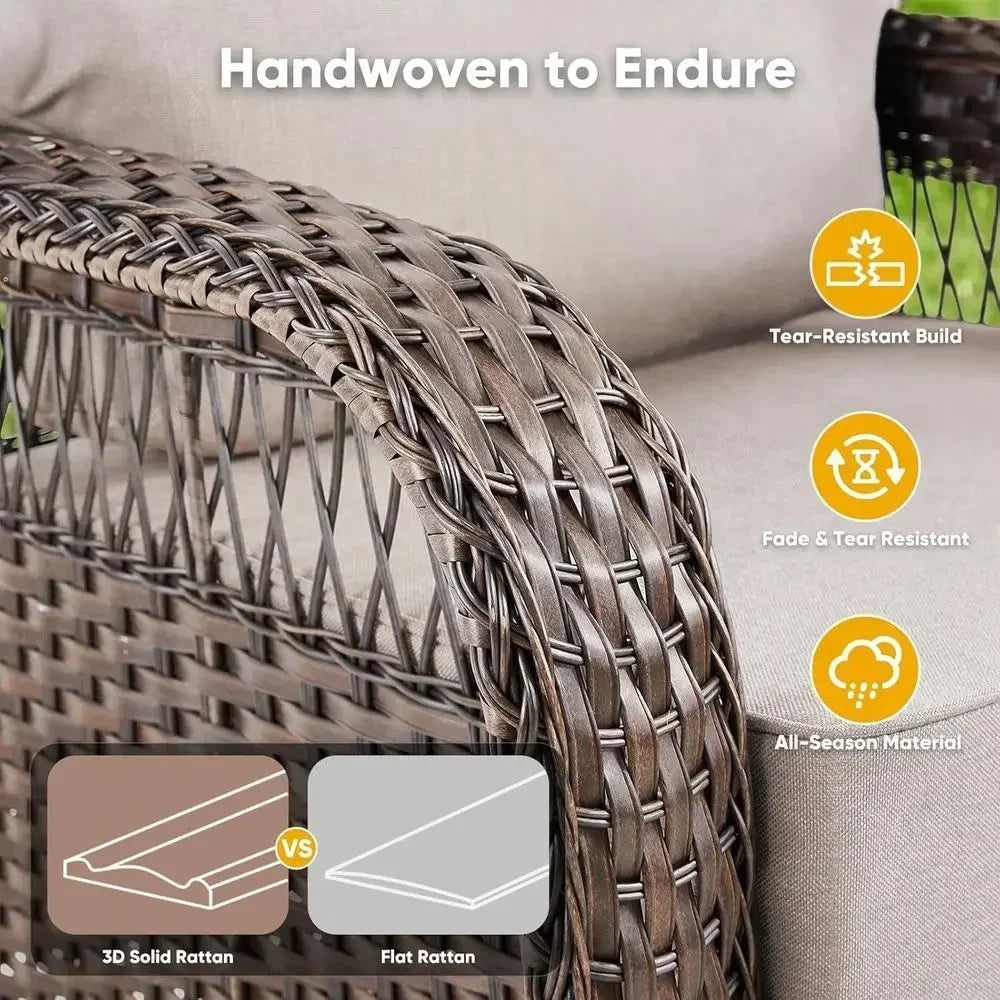Luxury Outdoor High Back Sofa All Weather Wicker