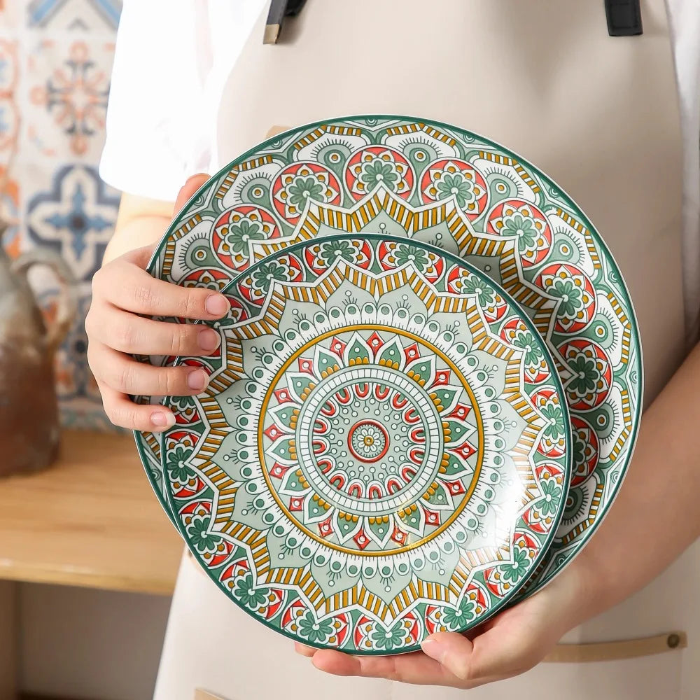 MALACASA Bohemian Mandala Porcelain Dinnerware Set Collection