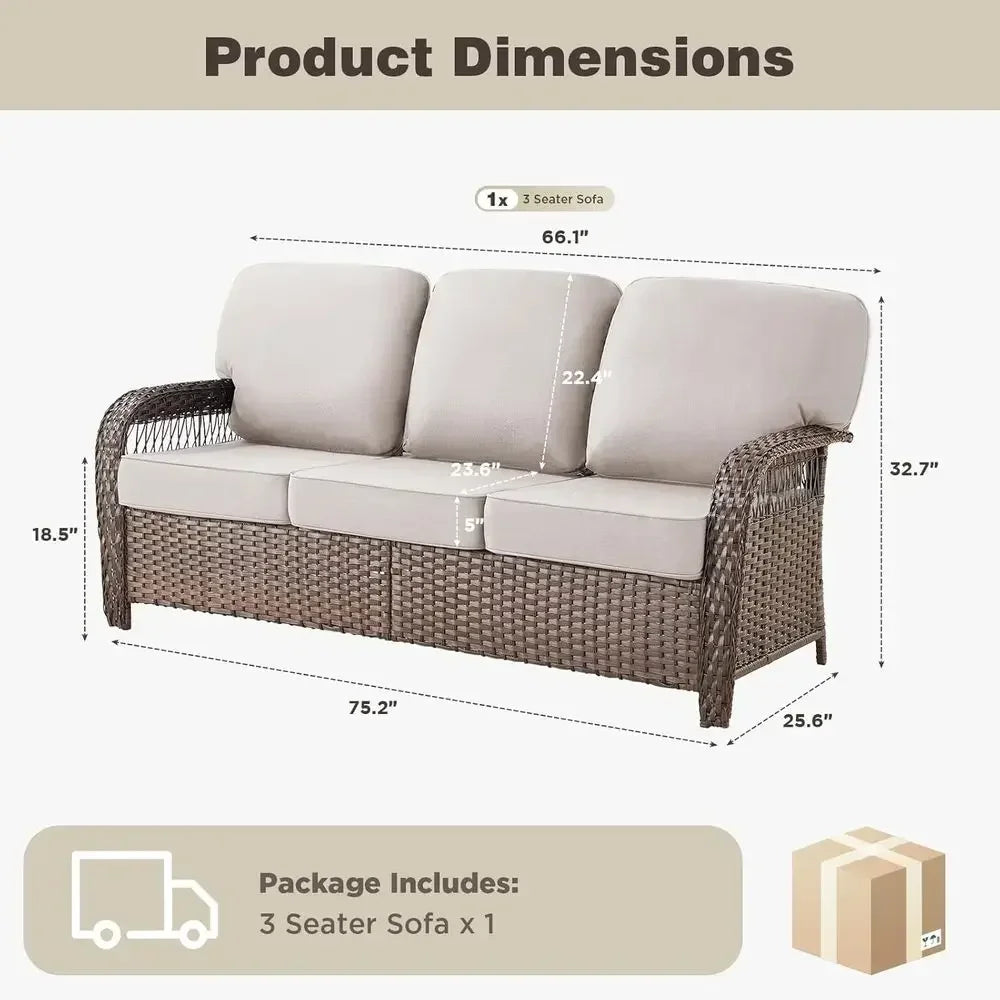 Luxury Outdoor High Back Sofa All Weather Wicker