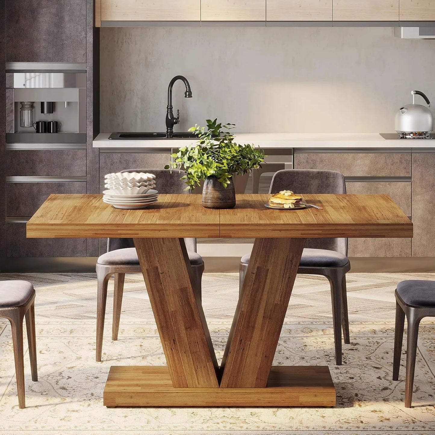 Little Tree Rustic Farmhouse Wood Dining Table