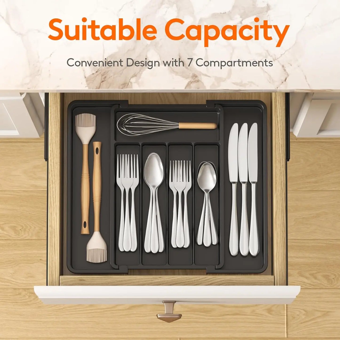 Expandable Silverware Organizer For Kitchen Drawers BPA Free