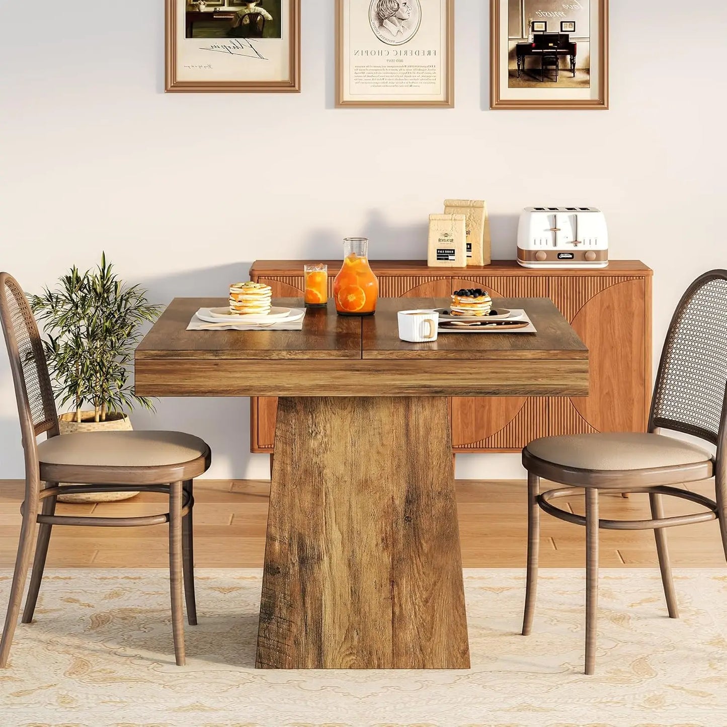 Tribesigns Square Dining Table With Sturdy Pedestal Base