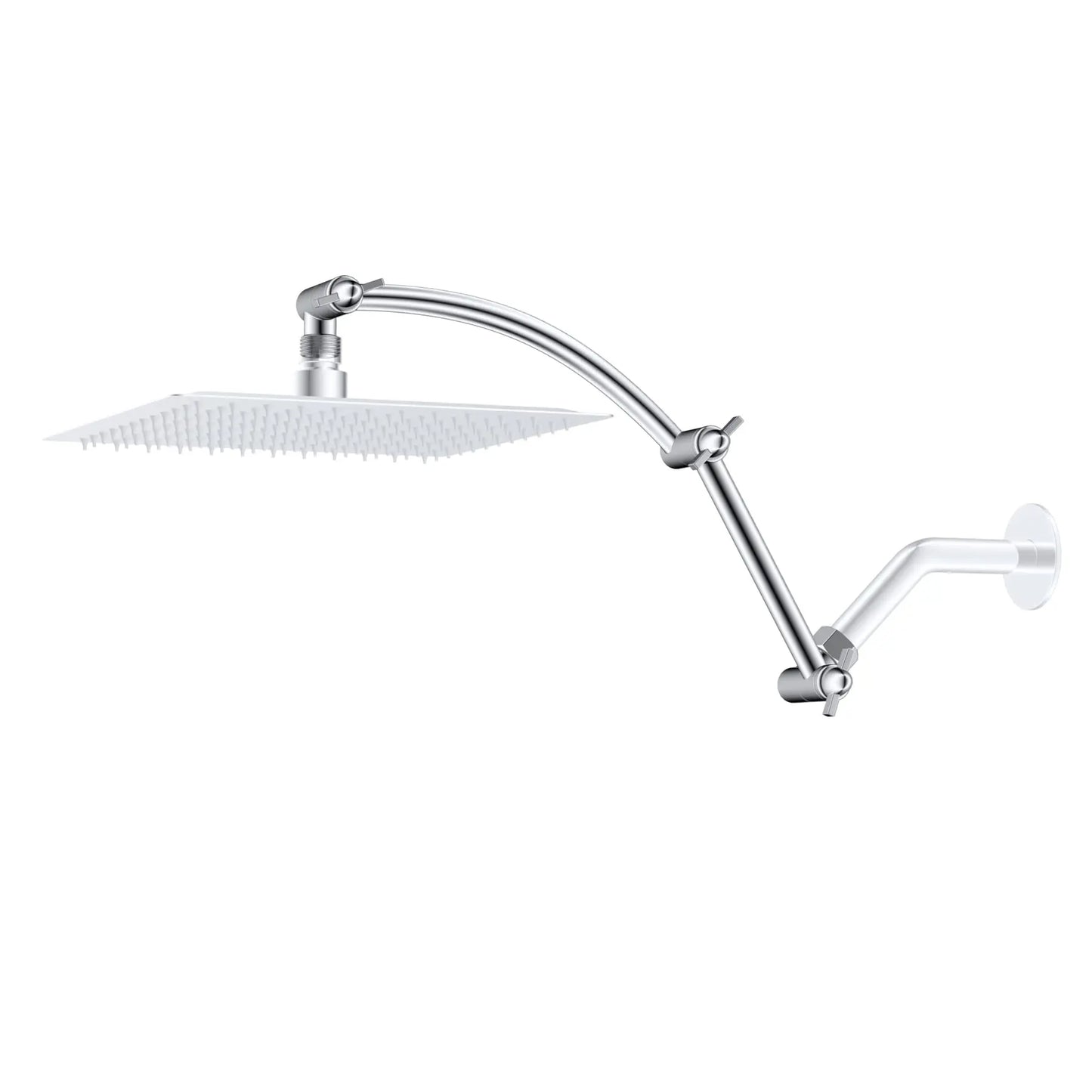 All Metal 16'' Shower Head Extension Arm Solid Brass Flexible Height & Angle Adjustable Shower Arm Extender with Lock Joint, Uni