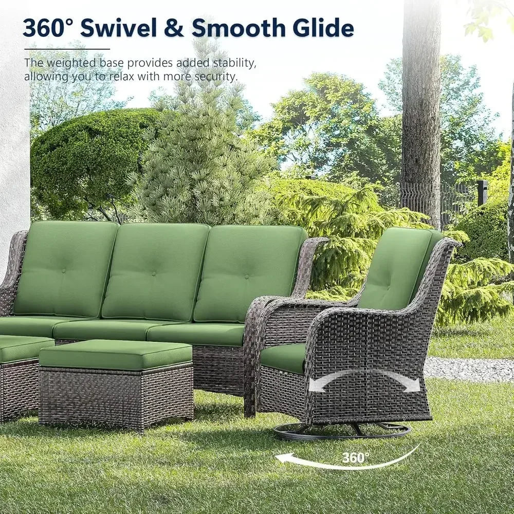 3-Piece Wicker Patio Furniture Set With 2 Swivel Chairs And Side Table