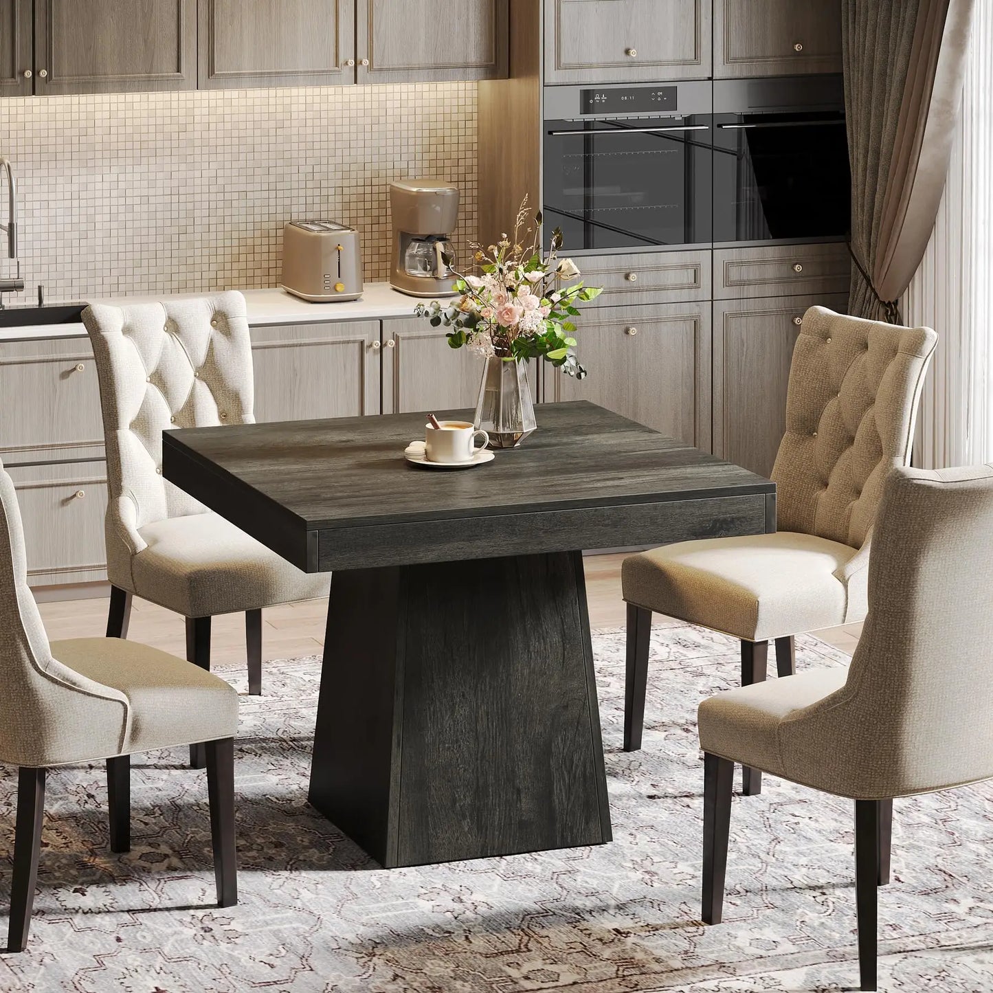 Tribesigns Square Dining Table With Sturdy Pedestal Base