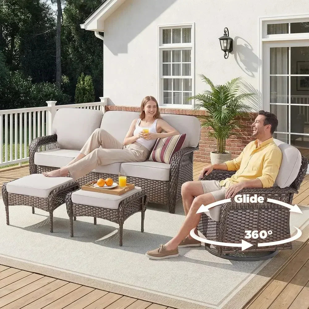 Luxury Outdoor High Back Sofa All Weather Wicker