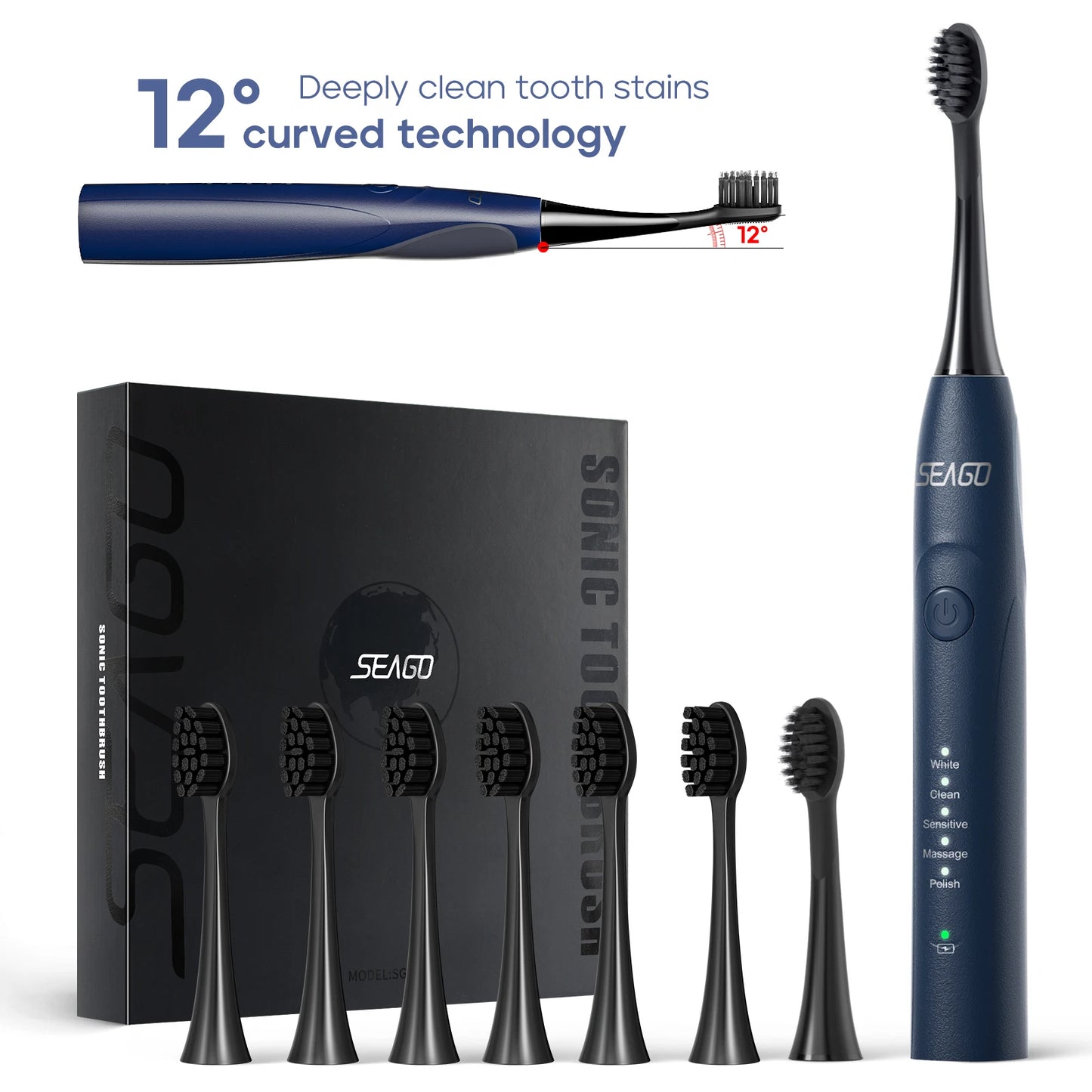 Seago Electric Toothbrush Two-engines Magnetic Core Oral Care Smart Adult Timer Brush Waterproof Brushes SG-540