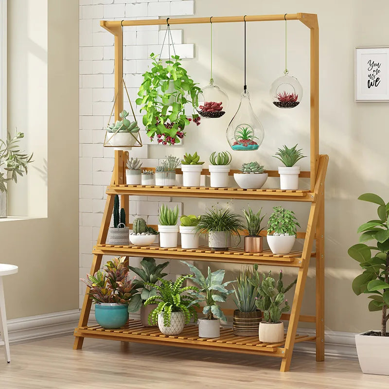 Bamboo 3-Tier Plant Stand for Indoor Outdoor Flower Pots