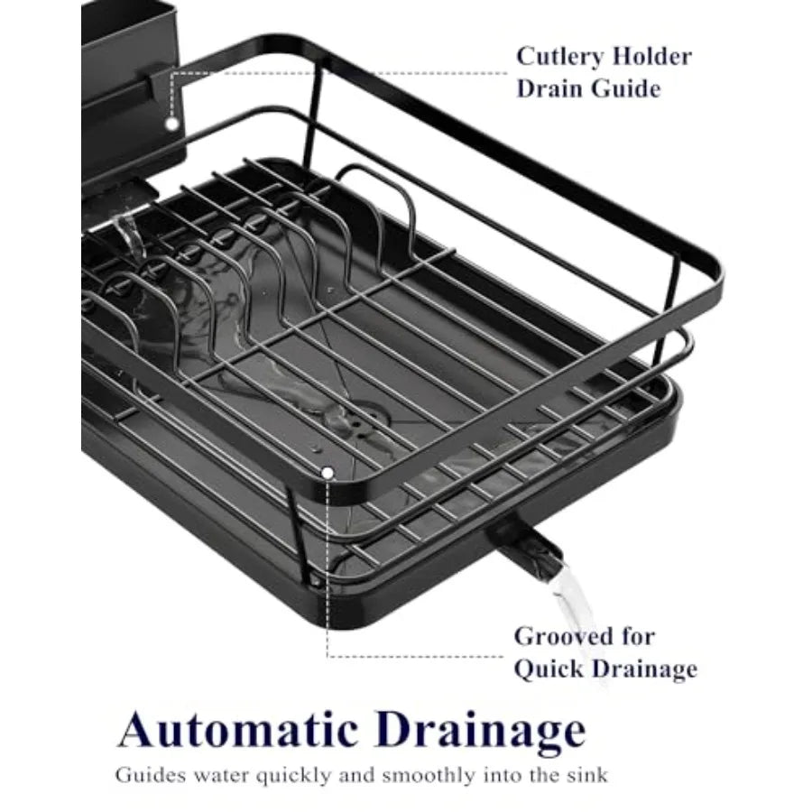 Stainless Steel Dish Drying Rack With Cutlery Holder